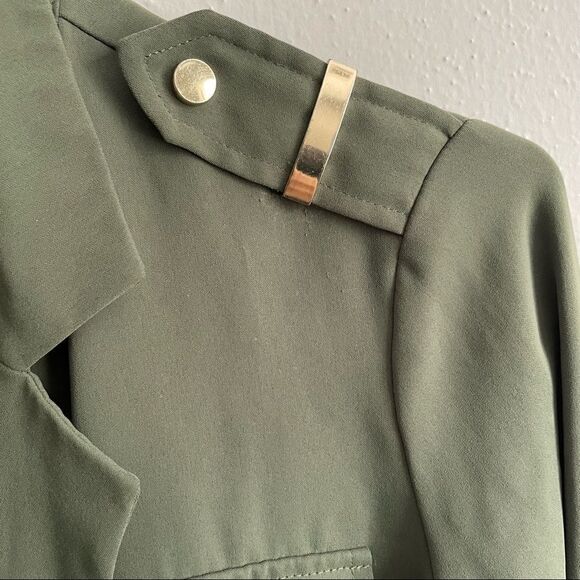 Calvin Klein CL Army Olive Green Wrap Dress with Gold epaulettes - Picture 10 of 16